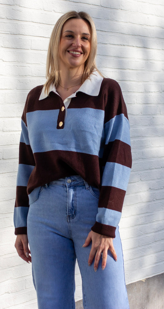 Happy Stripes Polo – Blue