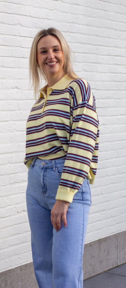 Sunny Stripes Polo – Blue